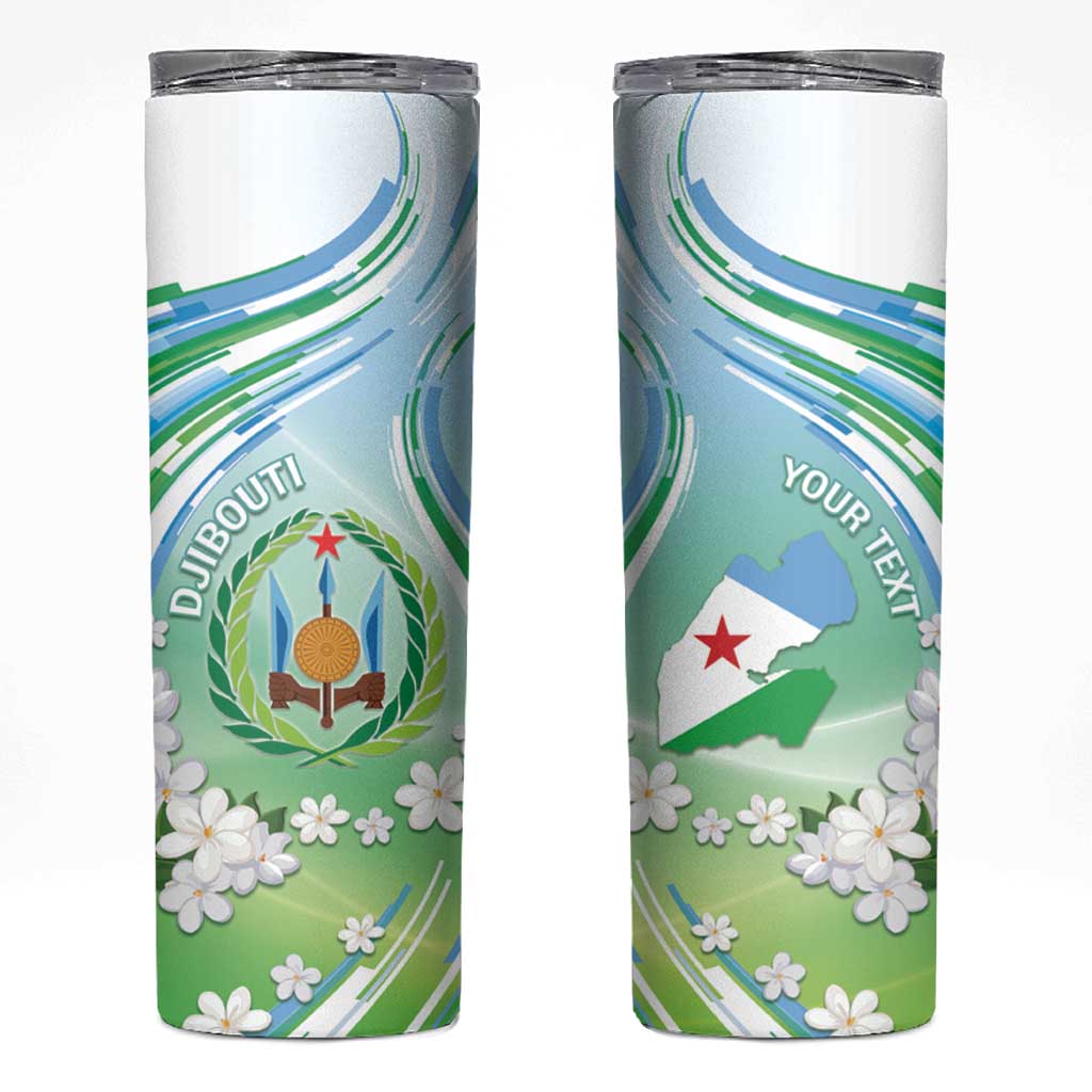 Personalised Djibouti Skinny Tumbler Jabuuti Emblem With Jasmine