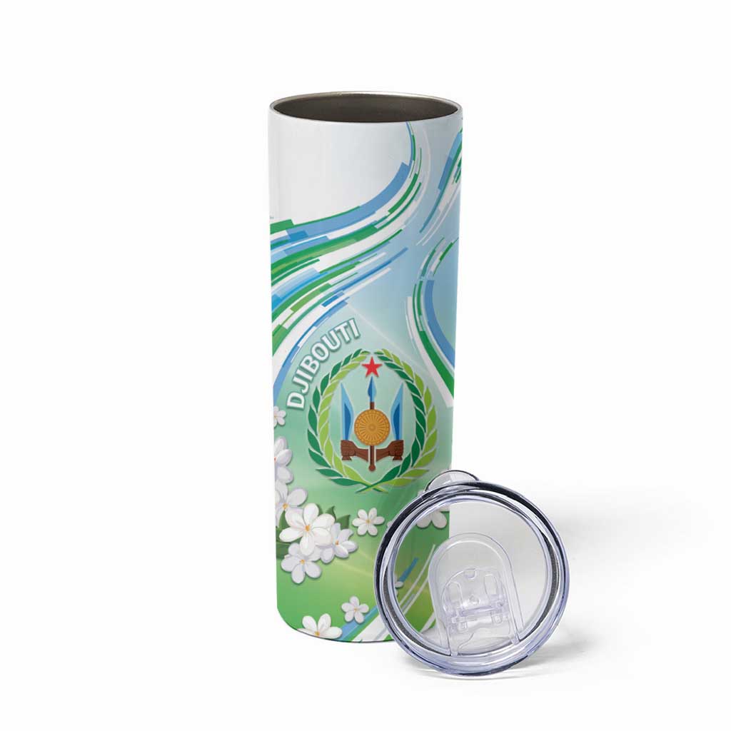 Personalised Djibouti Skinny Tumbler Jabuuti Emblem With Jasmine