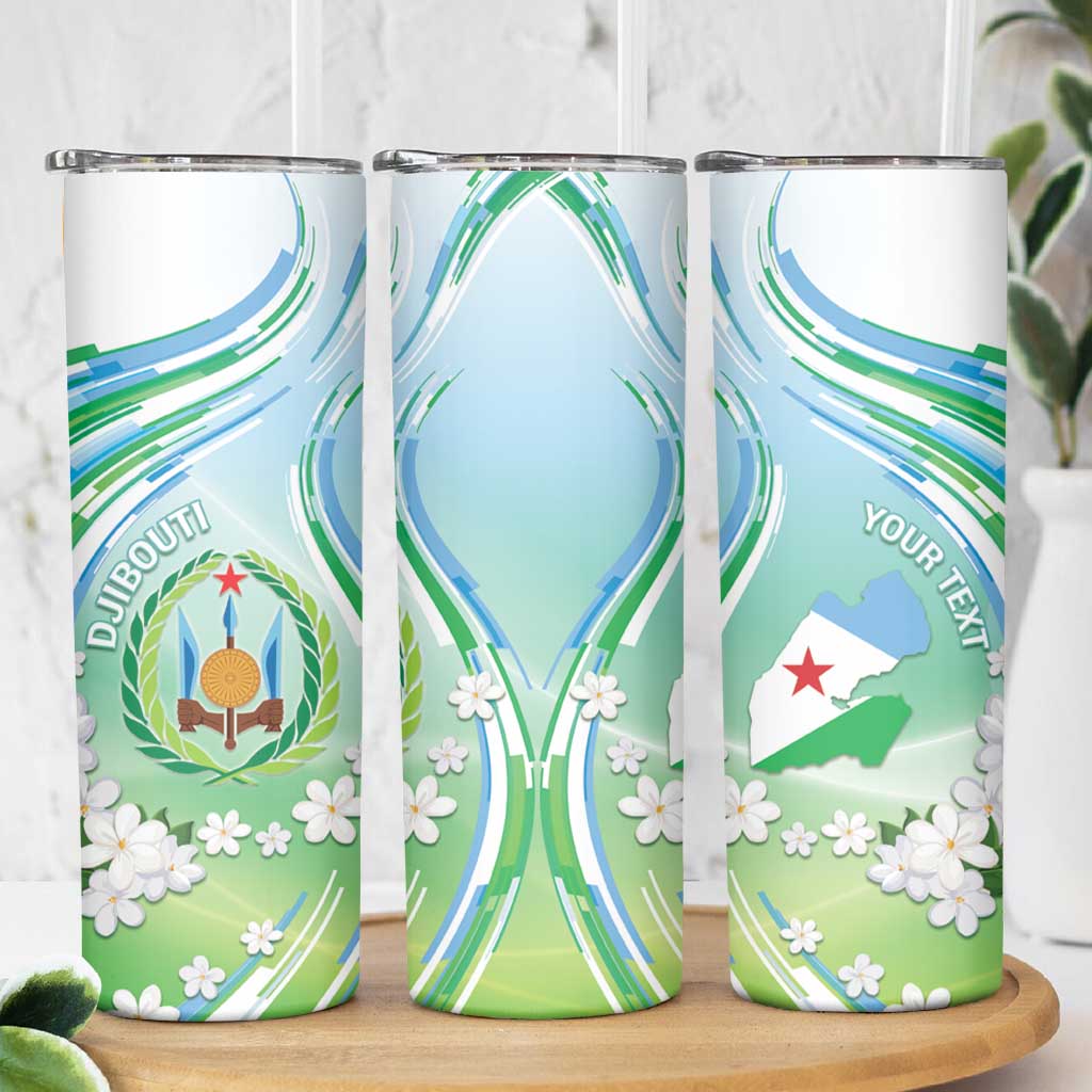 Personalised Djibouti Skinny Tumbler Jabuuti Emblem With Jasmine
