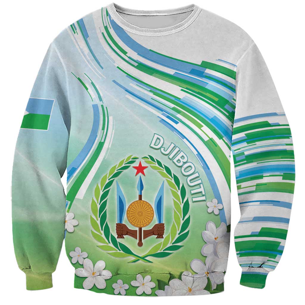 Personalised Djibouti Sweatshirt Jabuuti Emblem With Jasmine