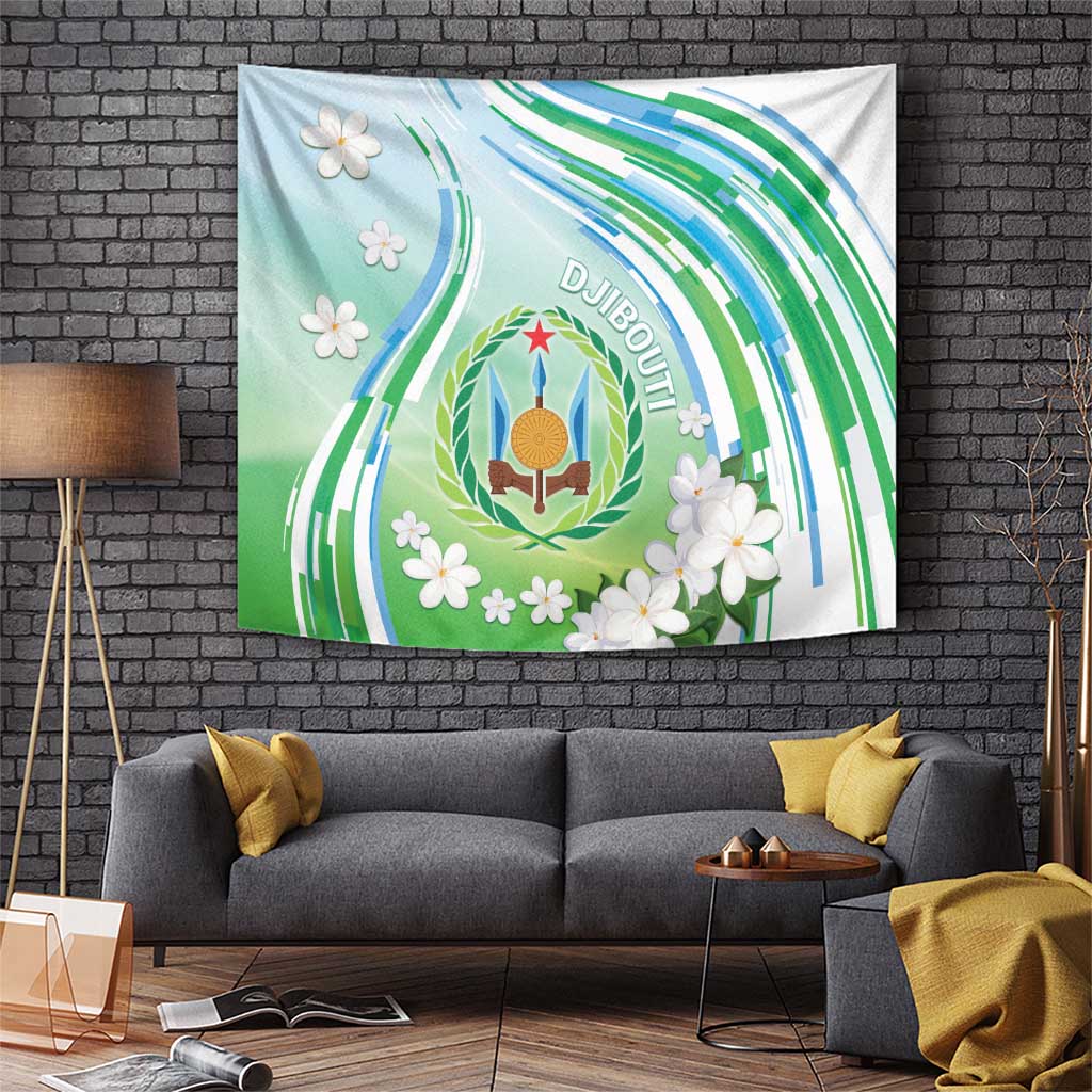 Djibouti Tapestry Jabuuti Emblem With Jasmine