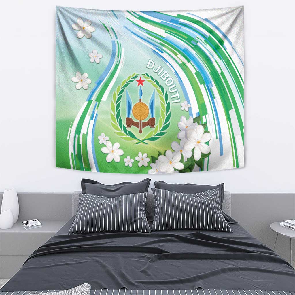 Djibouti Tapestry Jabuuti Emblem With Jasmine