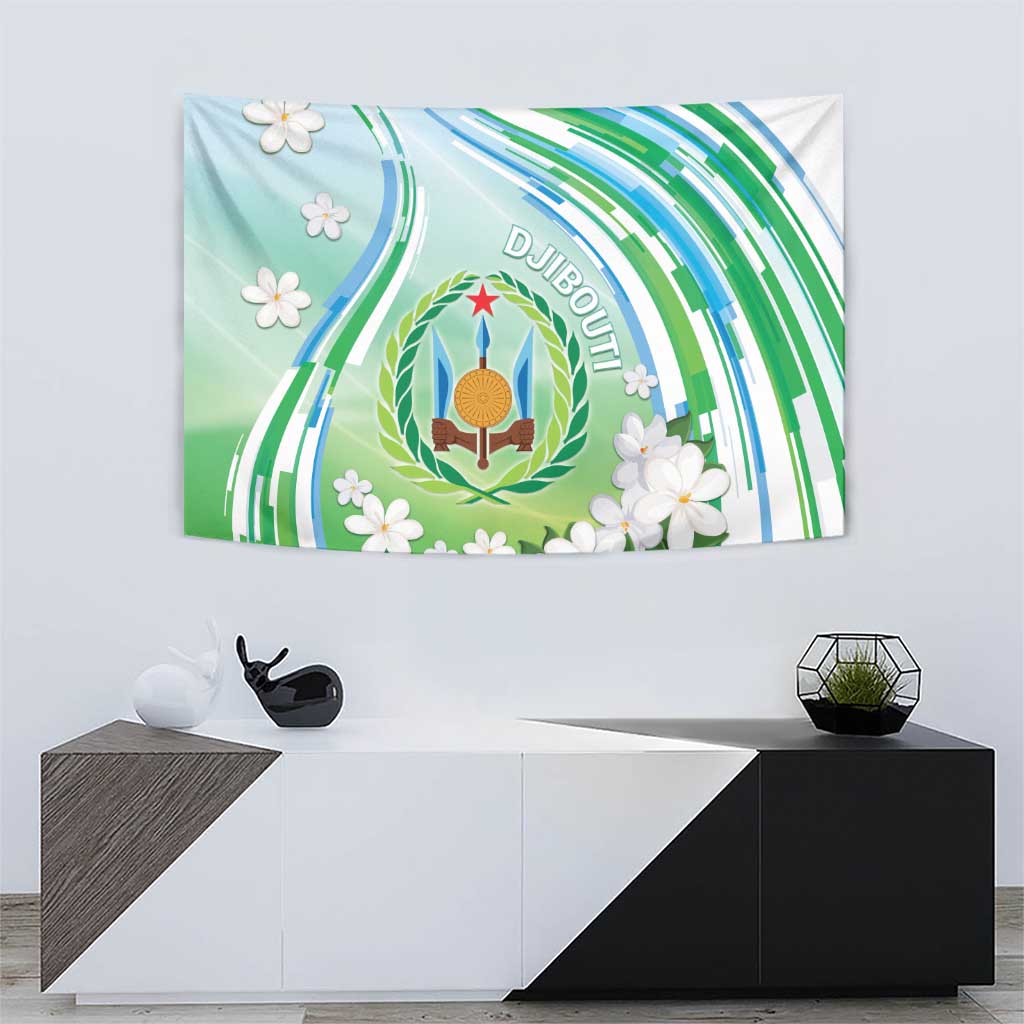Djibouti Tapestry Jabuuti Emblem With Jasmine