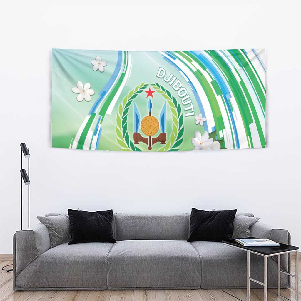 Djibouti Tapestry Jabuuti Emblem With Jasmine