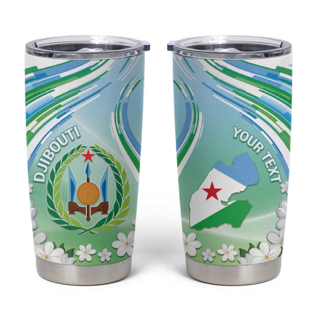 Personalised Djibouti Tumbler Cup Jabuuti Emblem With Jasmine