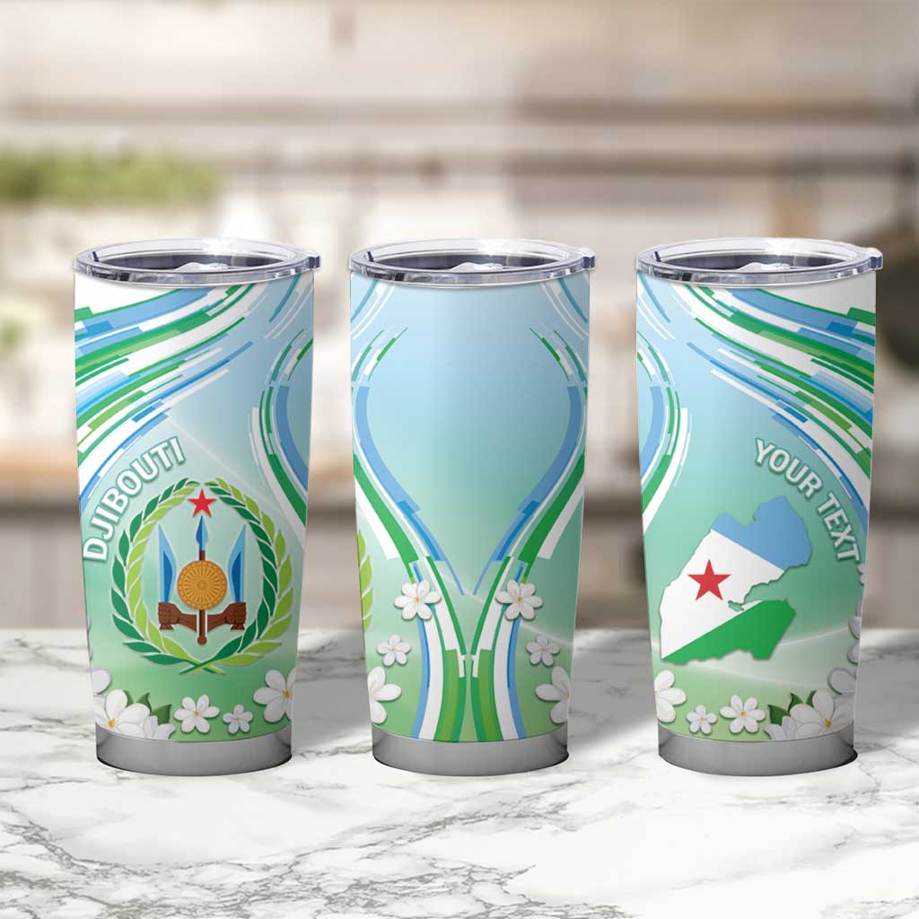 Personalised Djibouti Tumbler Cup Jabuuti Emblem With Jasmine