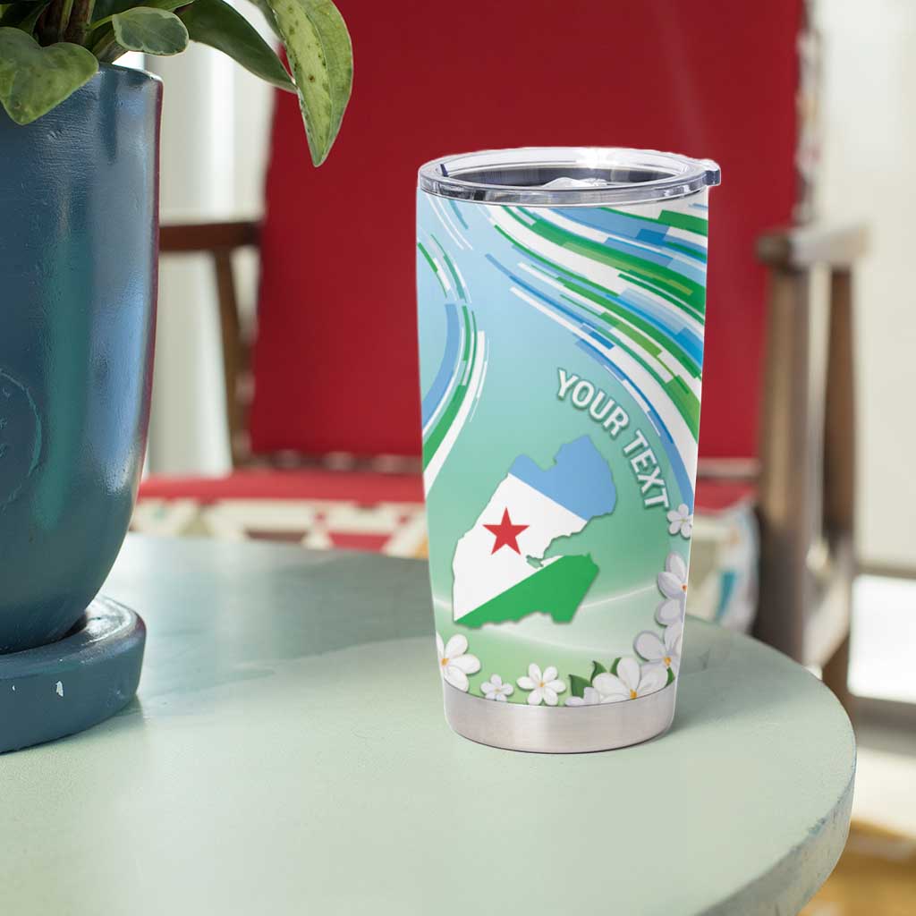 Personalised Djibouti Tumbler Cup Jabuuti Emblem With Jasmine