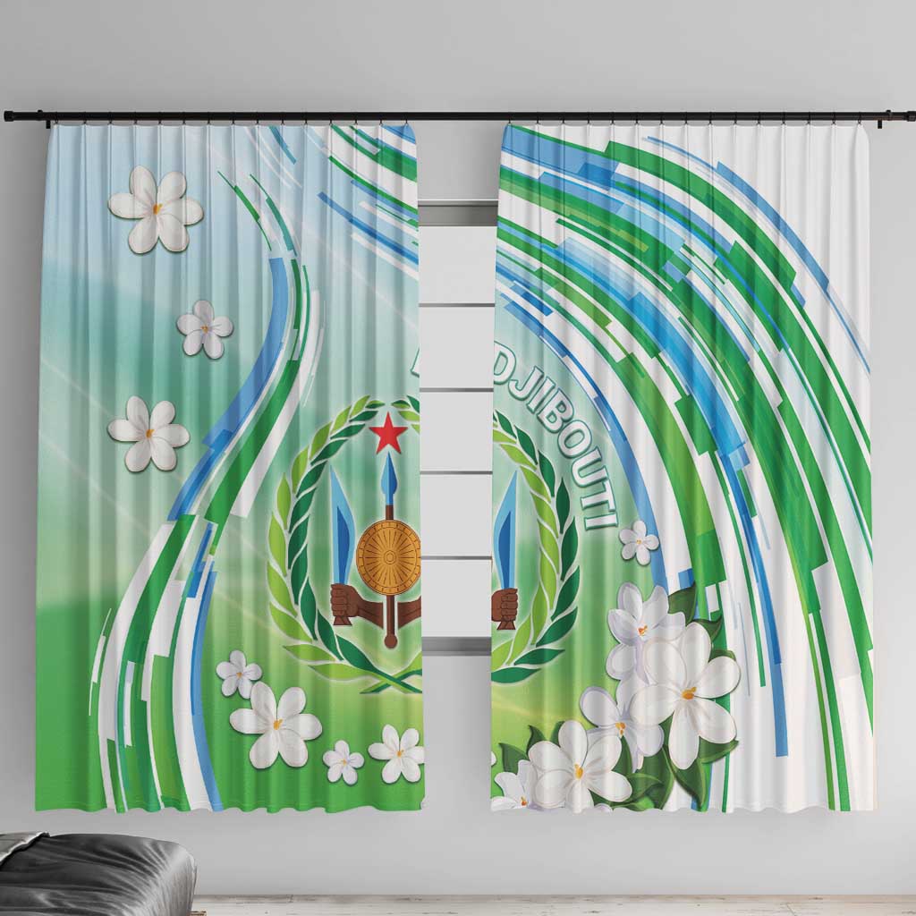 Djibouti Window Curtain Jabuuti Emblem With Jasmine