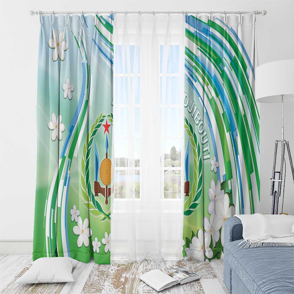 Djibouti Window Curtain Jabuuti Emblem With Jasmine