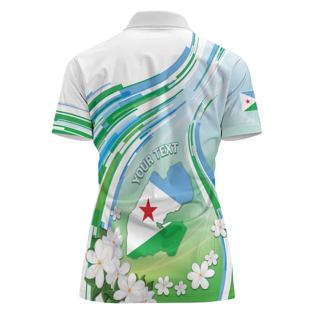 Personalised Djibouti Women Polo Shirt Jabuuti Emblem With Jasmine