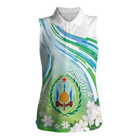 Personalised Djibouti Women Sleeveless Polo Shirt Jabuuti Emblem With Jasmine