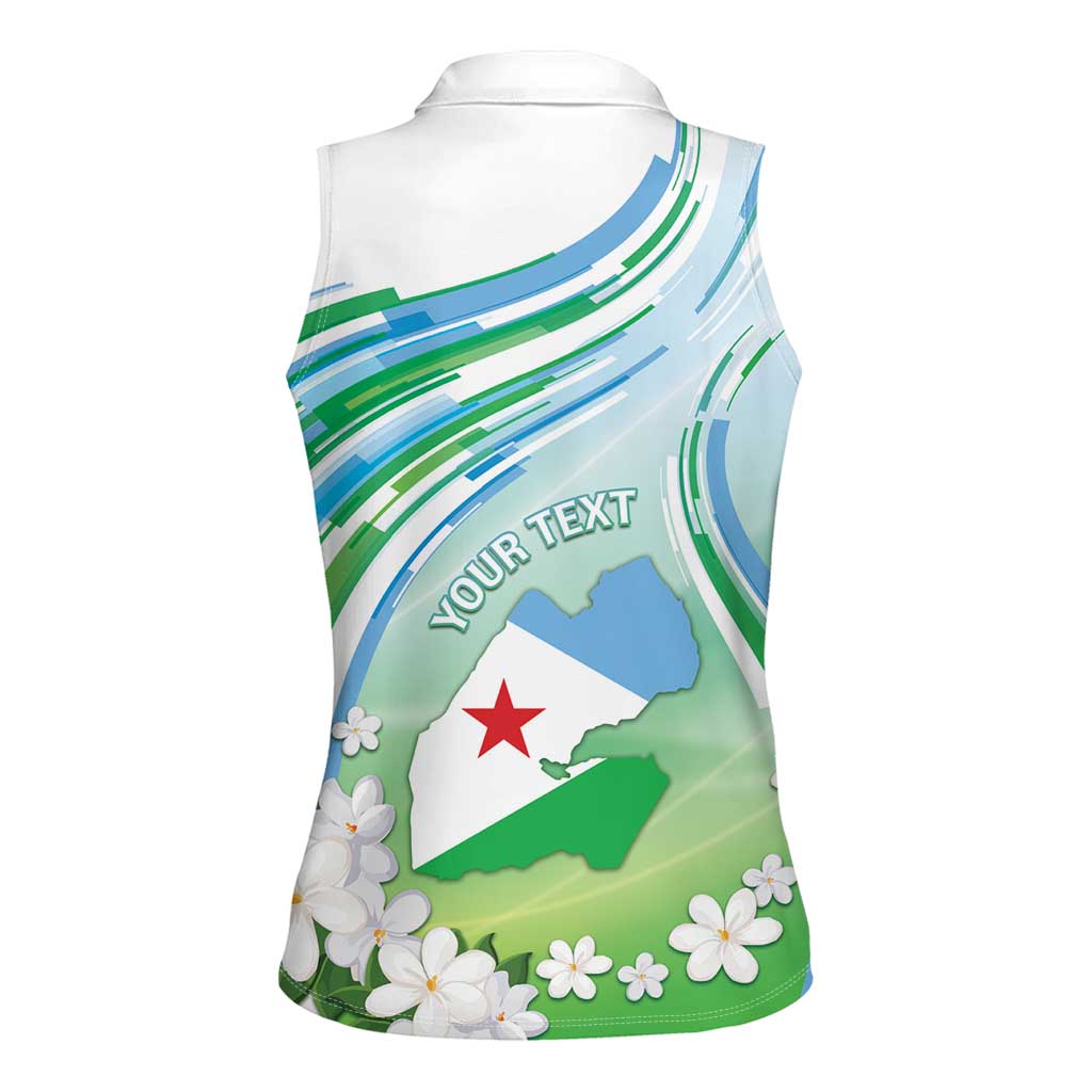 Personalised Djibouti Women Sleeveless Polo Shirt Jabuuti Emblem With Jasmine
