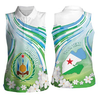 Personalised Djibouti Women Sleeveless Polo Shirt Jabuuti Emblem With Jasmine