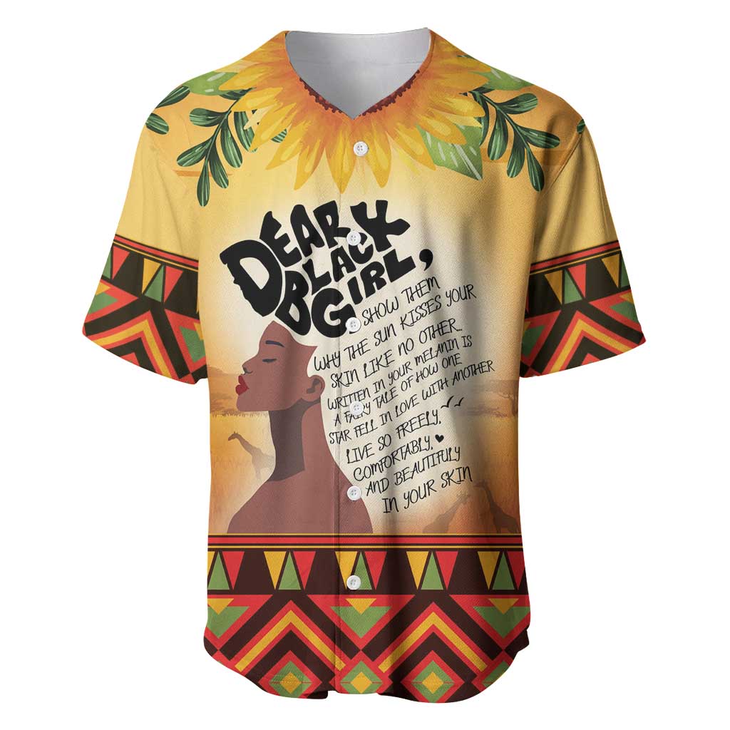 Dear Black Girl Baseball Jersey African Black Women Pride