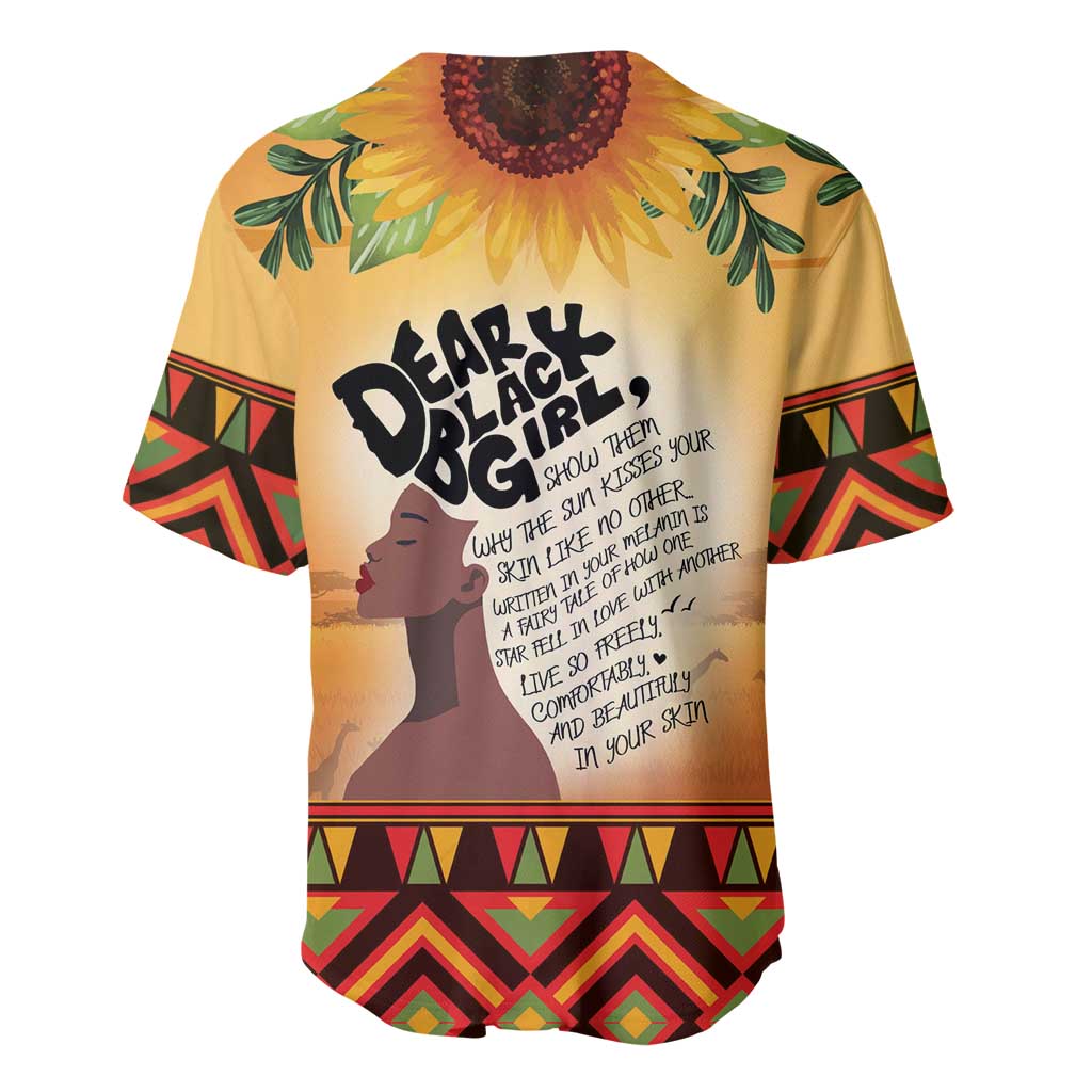Dear Black Girl Baseball Jersey African Black Women Pride