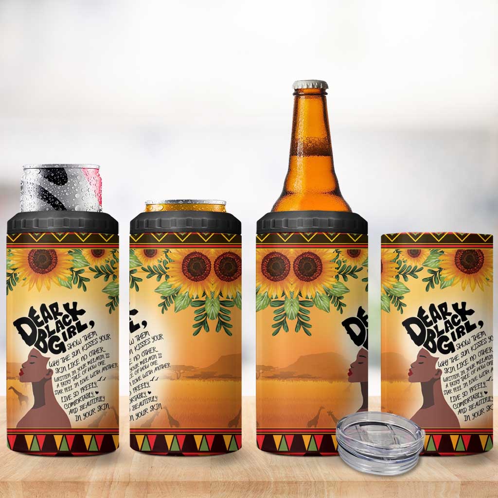 Dear Black Girl 4 in 1 Can Cooler Tumbler African Black Women Pride