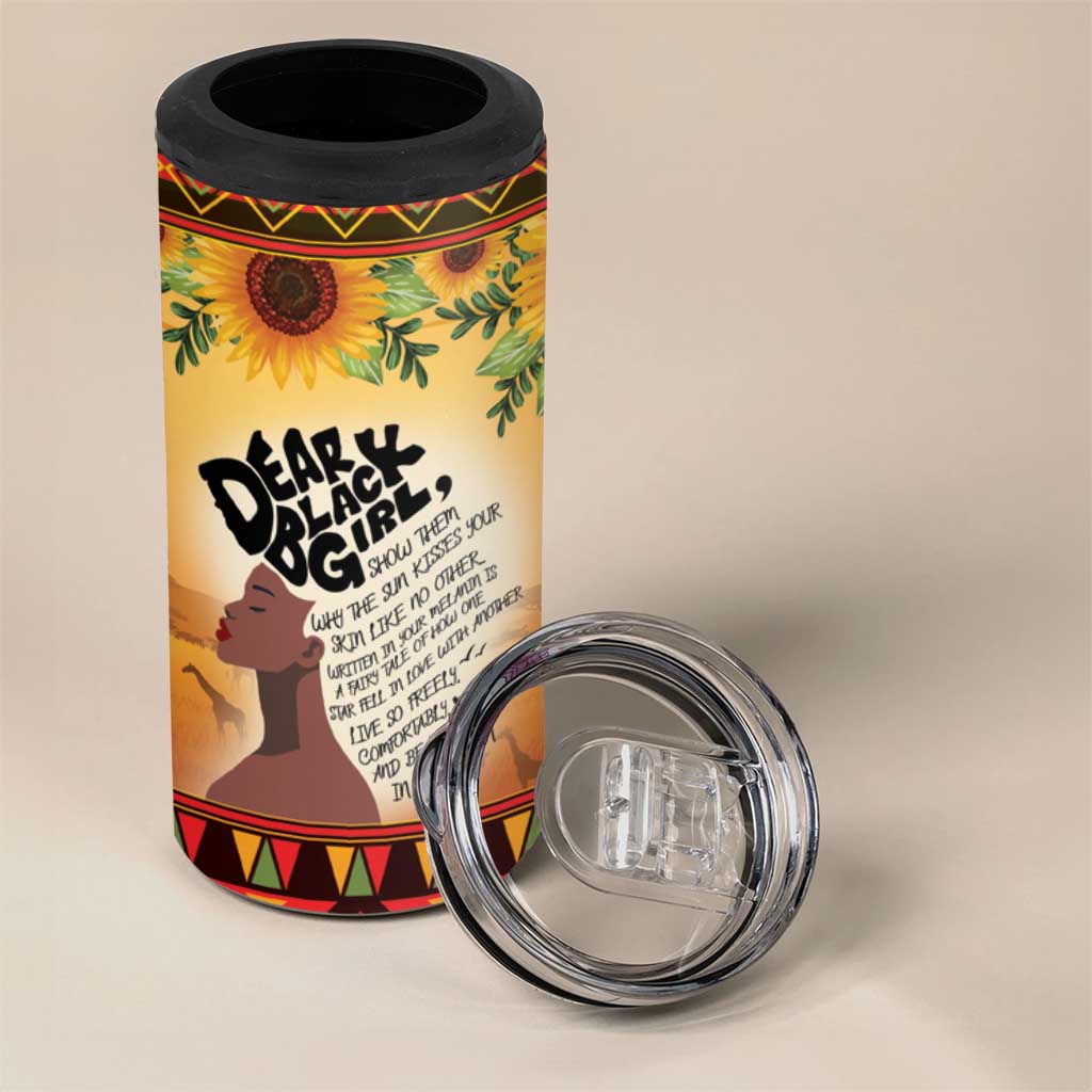 Dear Black Girl 4 in 1 Can Cooler Tumbler African Black Women Pride