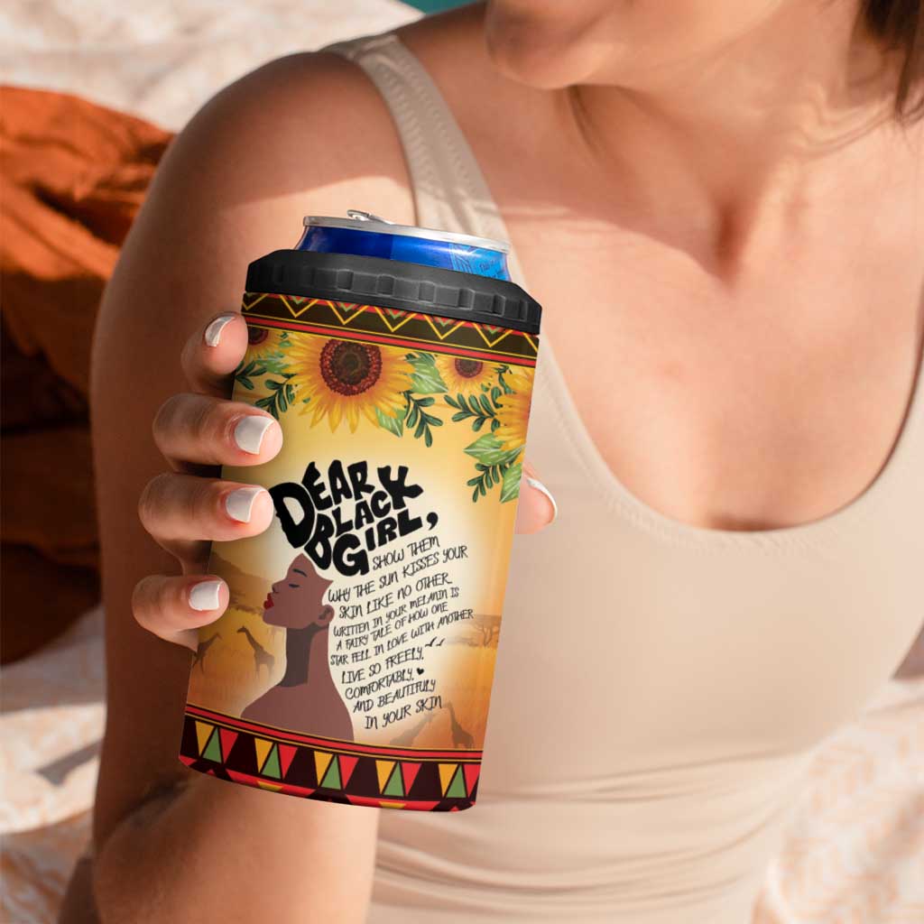 Dear Black Girl 4 in 1 Can Cooler Tumbler African Black Women Pride