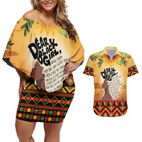 Dear Black Girl Couples Matching Off Shoulder Short Dress and Hawaiian Shirt African Black Women Pride