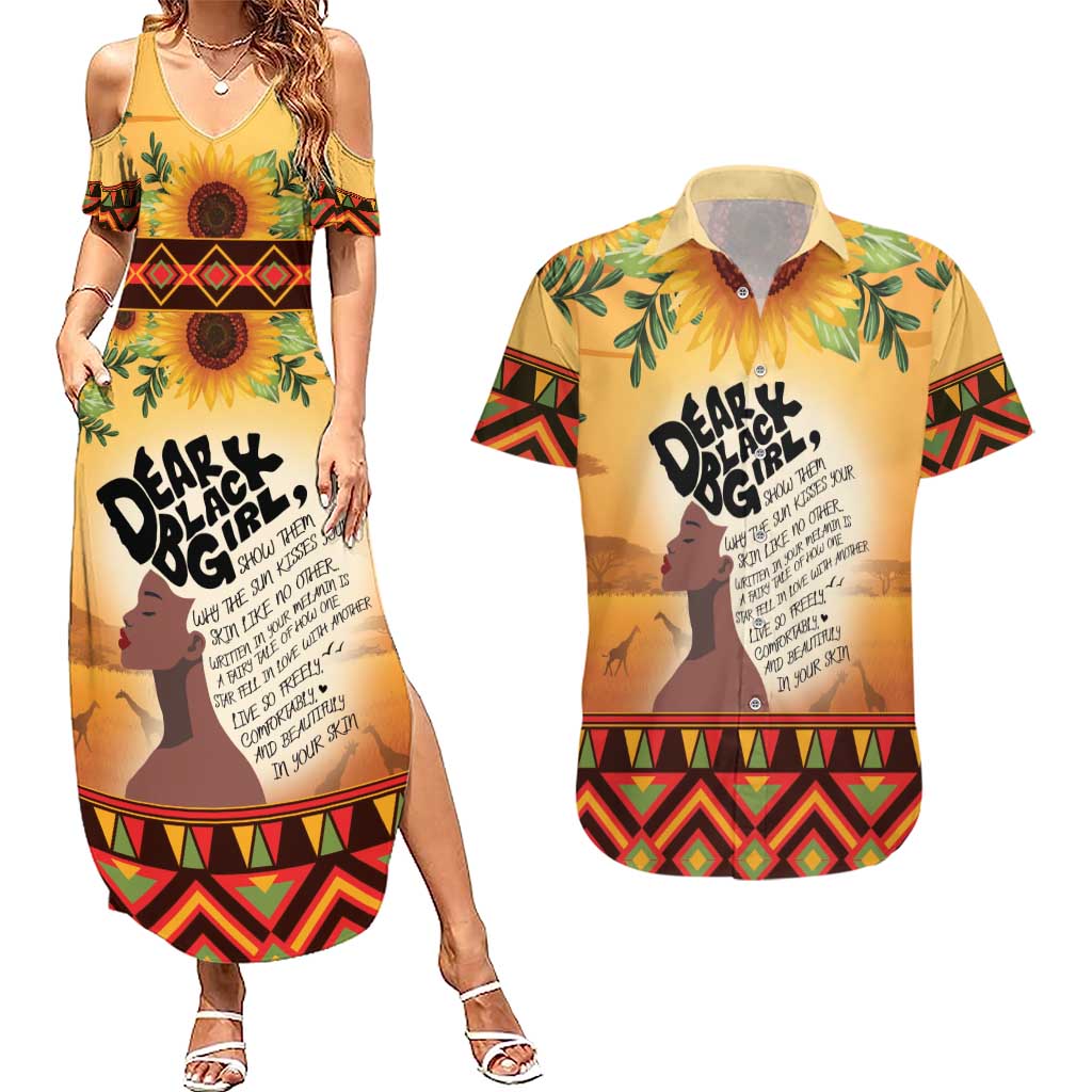 Dear Black Girl Couples Matching Summer Maxi Dress and Hawaiian Shirt African Black Women Pride