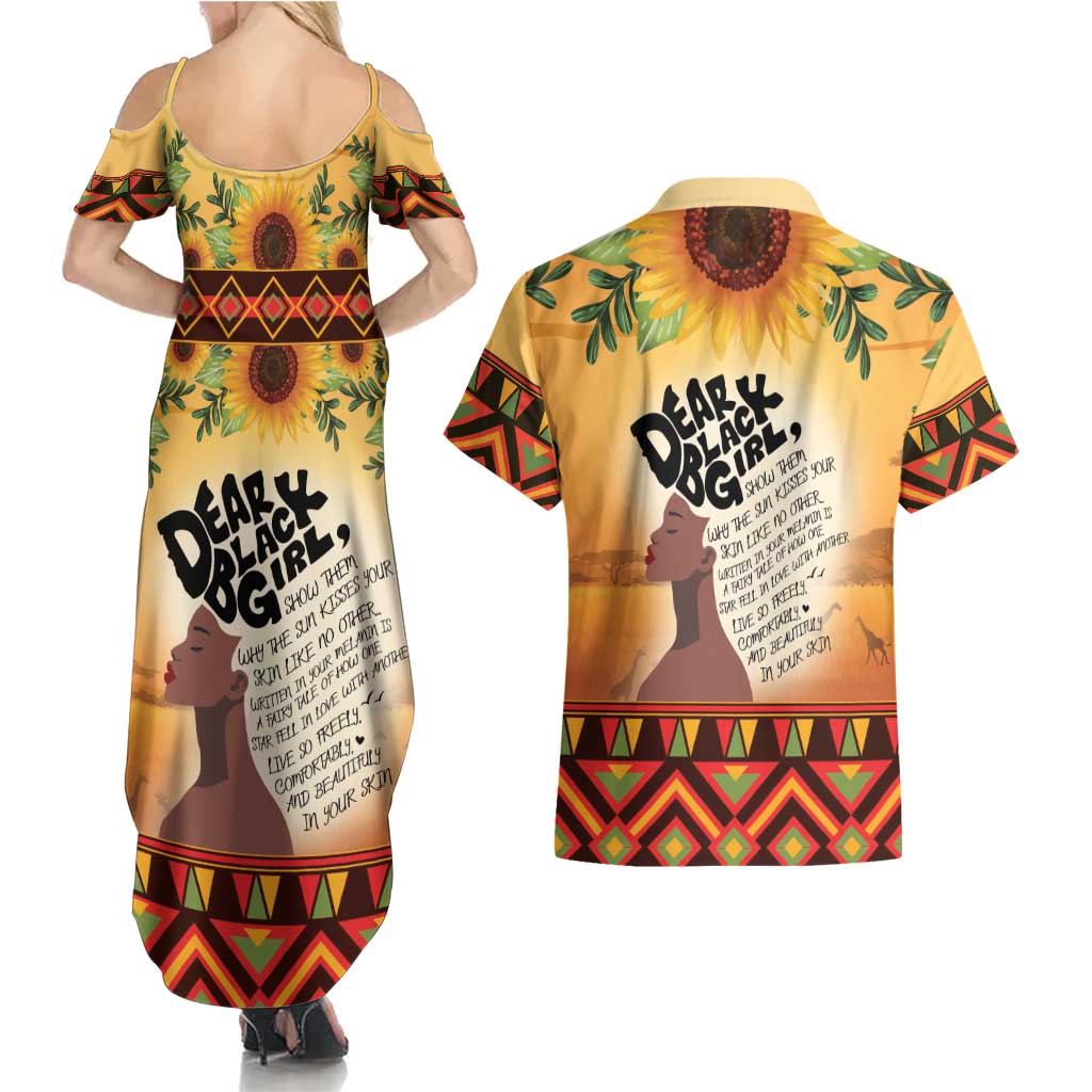 Dear Black Girl Couples Matching Summer Maxi Dress and Hawaiian Shirt African Black Women Pride