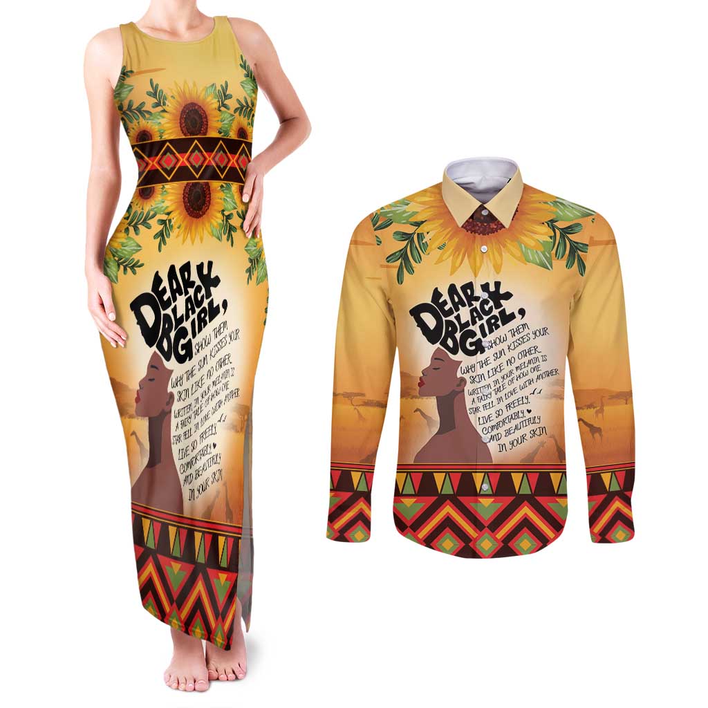 Dear Black Girl Couples Matching Tank Maxi Dress and Long Sleeve Button Shirt African Black Women Pride