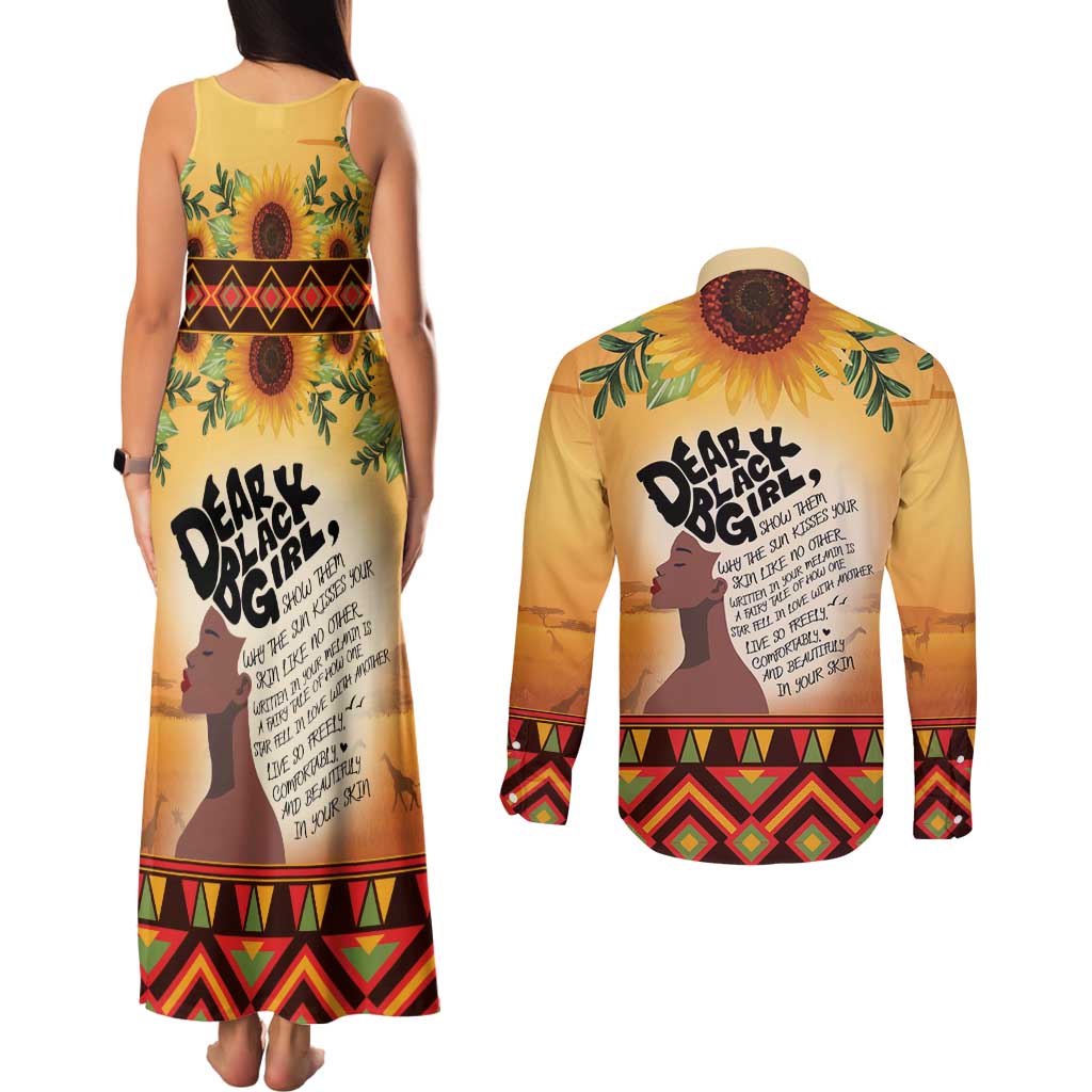Dear Black Girl Couples Matching Tank Maxi Dress and Long Sleeve Button Shirt African Black Women Pride