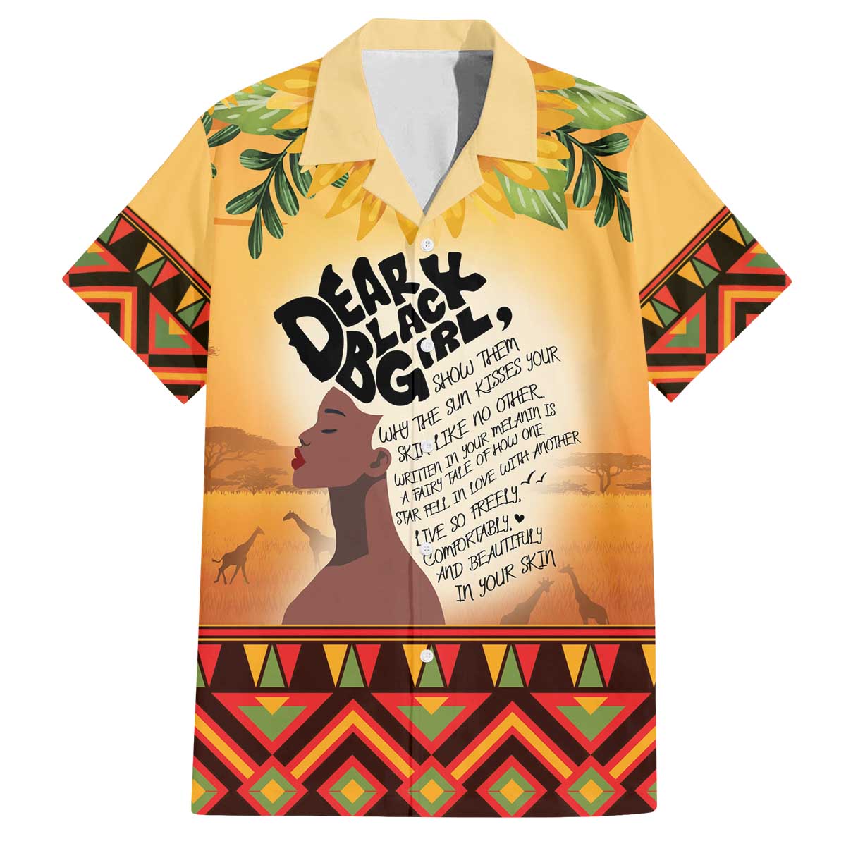 Dear Black Girl Family Matching Off The Shoulder Long Sleeve Dress and Hawaiian Shirt African Black Women Pride