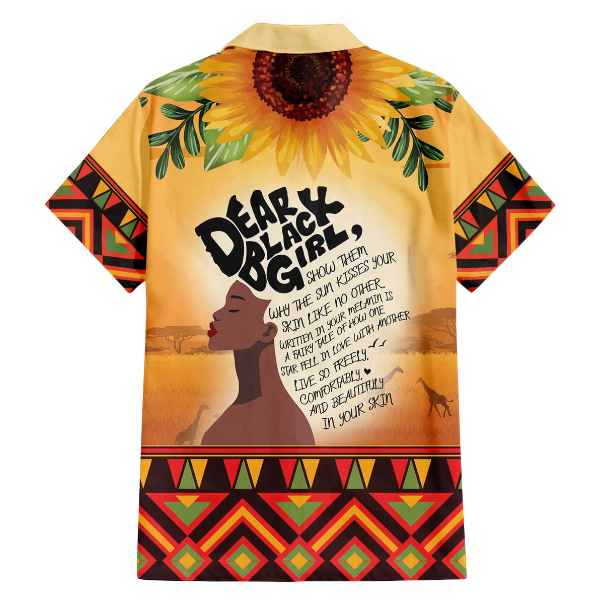 Dear Black Girl Family Matching Off The Shoulder Long Sleeve Dress and Hawaiian Shirt African Black Women Pride