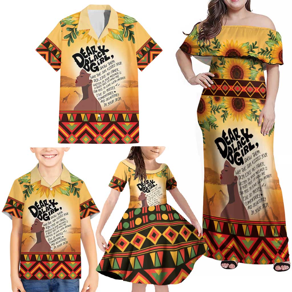 Dear Black Girl Family Matching Off Shoulder Maxi Dress and Hawaiian Shirt African Black Women Pride