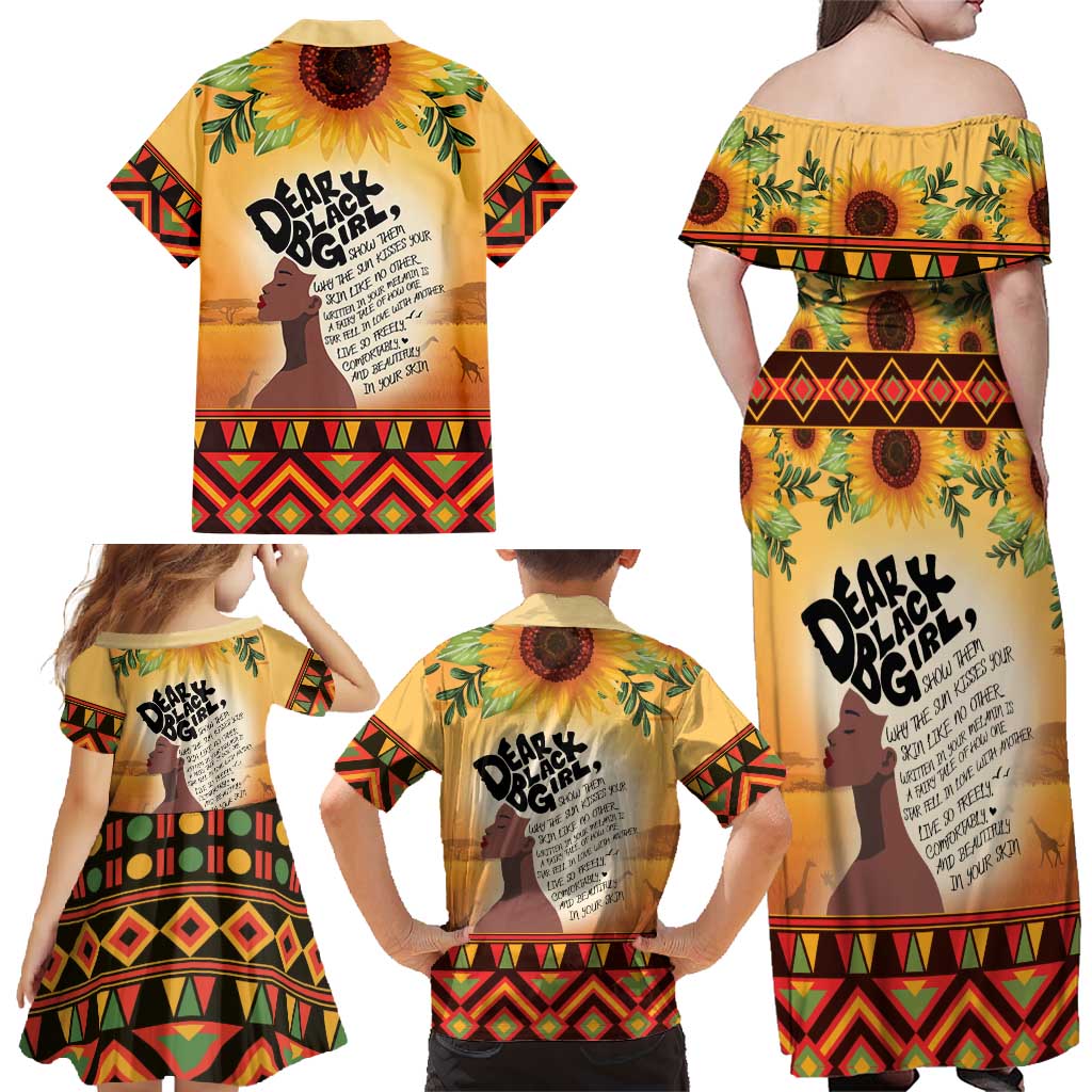 Dear Black Girl Family Matching Off Shoulder Maxi Dress and Hawaiian Shirt African Black Women Pride