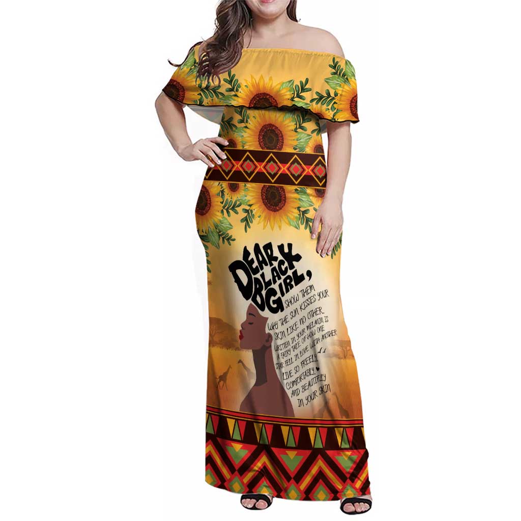 Dear Black Girl Family Matching Off Shoulder Maxi Dress and Hawaiian Shirt African Black Women Pride