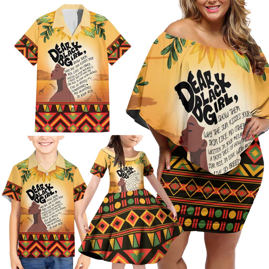 Dear Black Girl Family Matching Off Shoulder Short Dress and Hawaiian Shirt African Black Women Pride