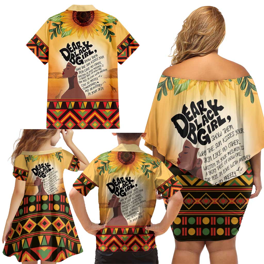 Dear Black Girl Family Matching Off Shoulder Short Dress and Hawaiian Shirt African Black Women Pride