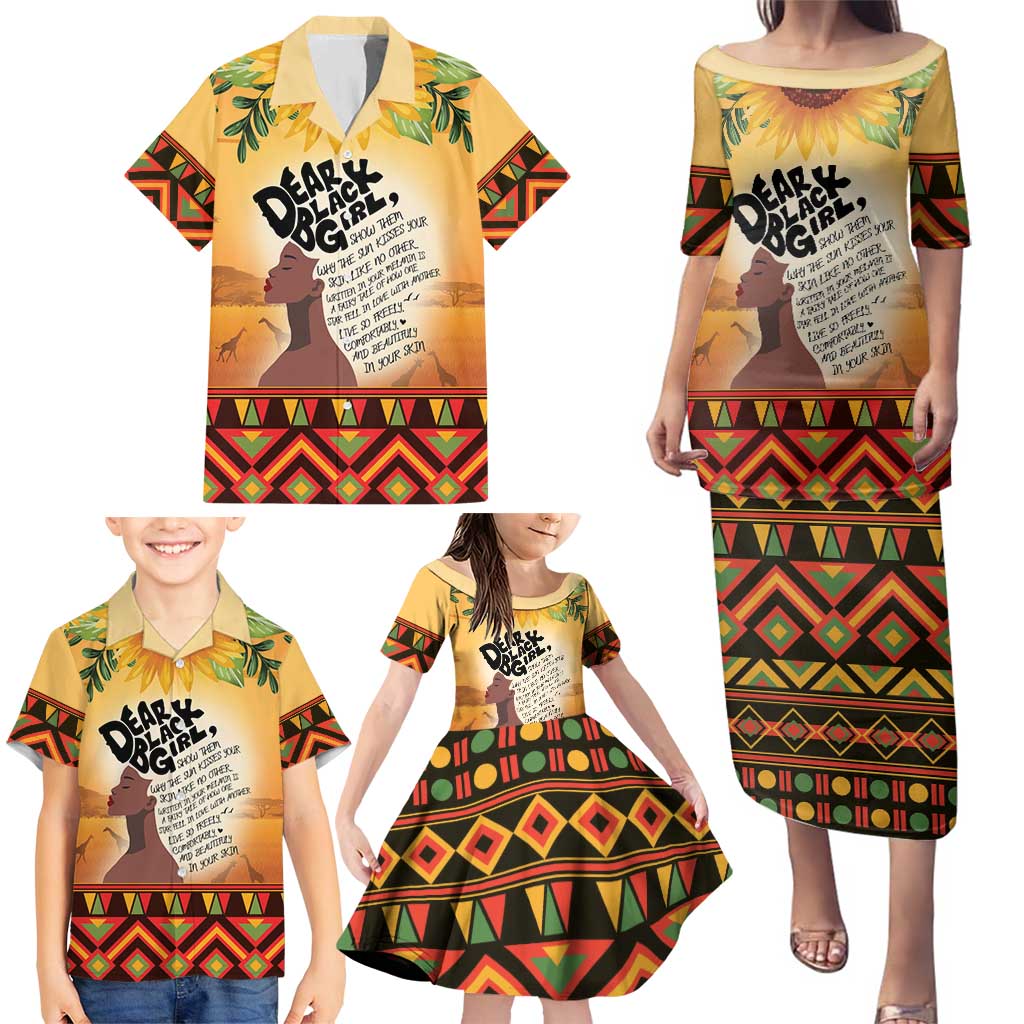 Dear Black Girl Family Matching Puletasi and Hawaiian Shirt African Black Women Pride