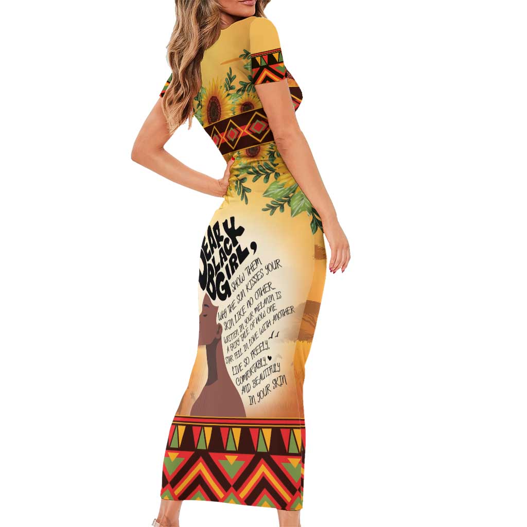 Dear Black Girl Family Matching Short Sleeve Bodycon Dress and Hawaiian Shirt African Black Women Pride