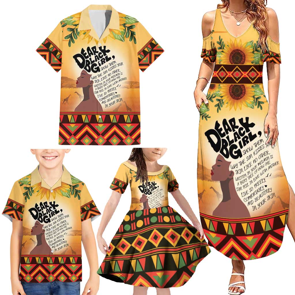 Dear Black Girl Family Matching Summer Maxi Dress and Hawaiian Shirt African Black Women Pride