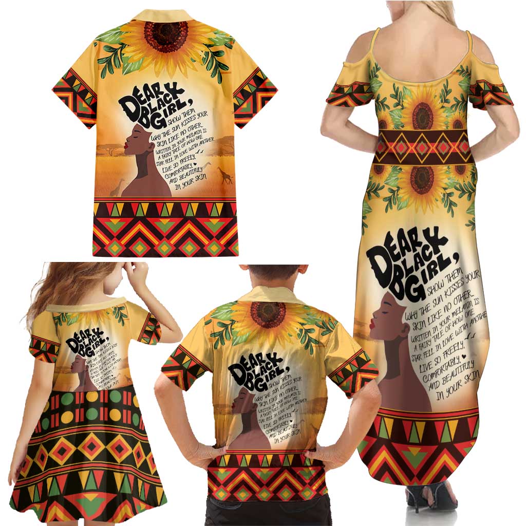 Dear Black Girl Family Matching Summer Maxi Dress and Hawaiian Shirt African Black Women Pride