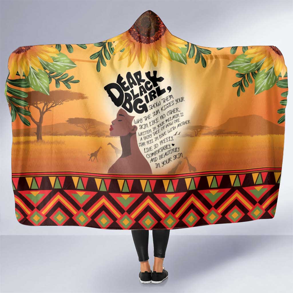 Dear Black Girl Hooded Blanket African Black Women Pride