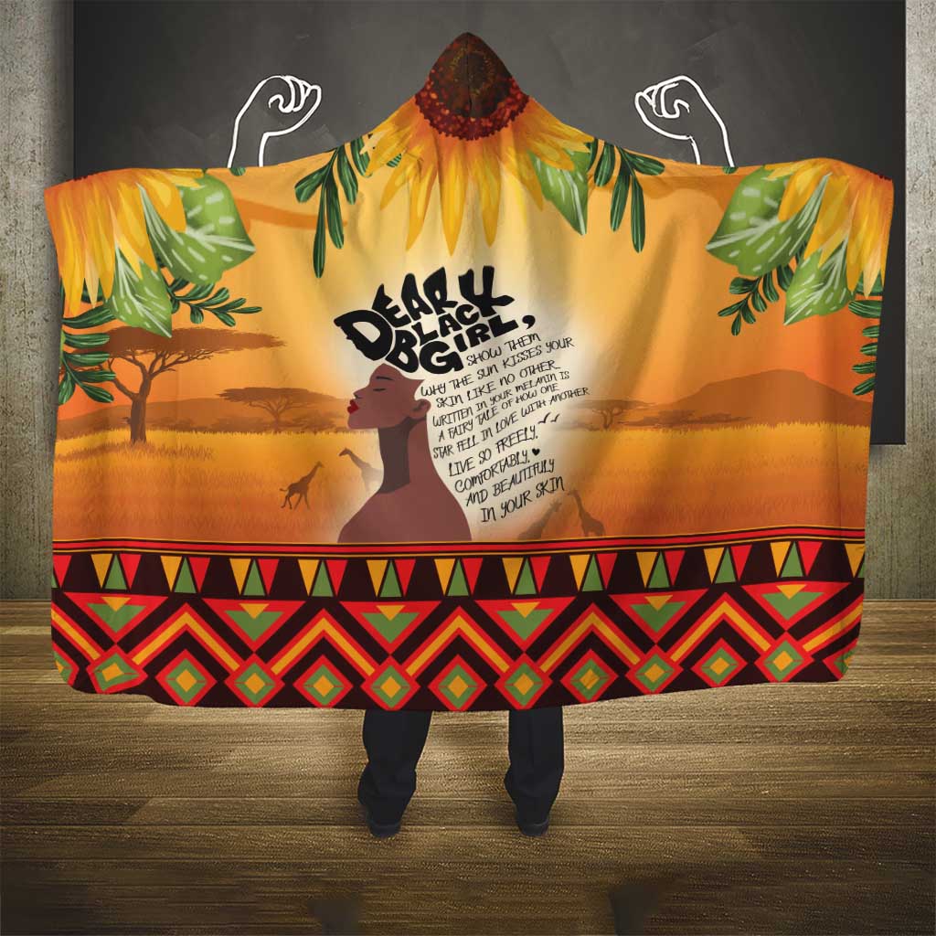 Dear Black Girl Hooded Blanket African Black Women Pride