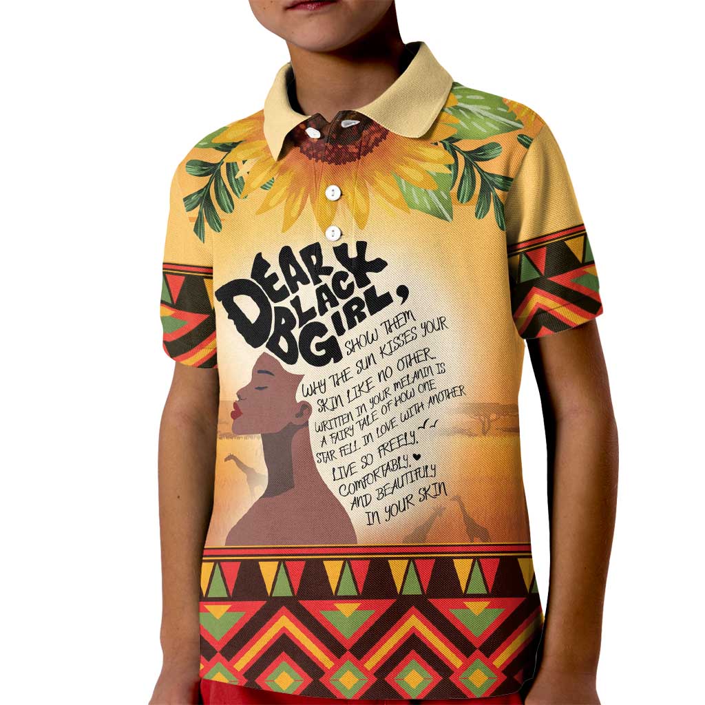 Dear Black Girl Kid Polo Shirt African Black Women Pride