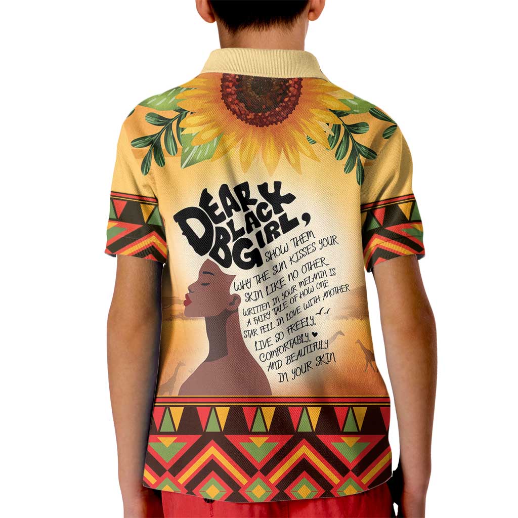Dear Black Girl Kid Polo Shirt African Black Women Pride
