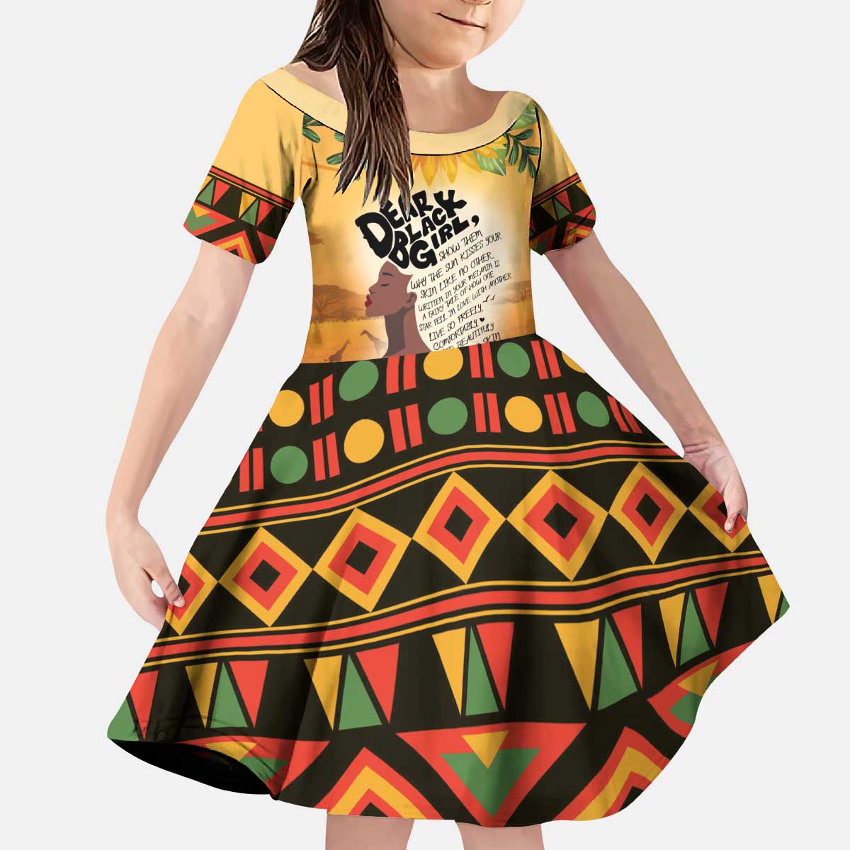 Dear Black Girl Kid Short Sleeve Dress African Black Women Pride