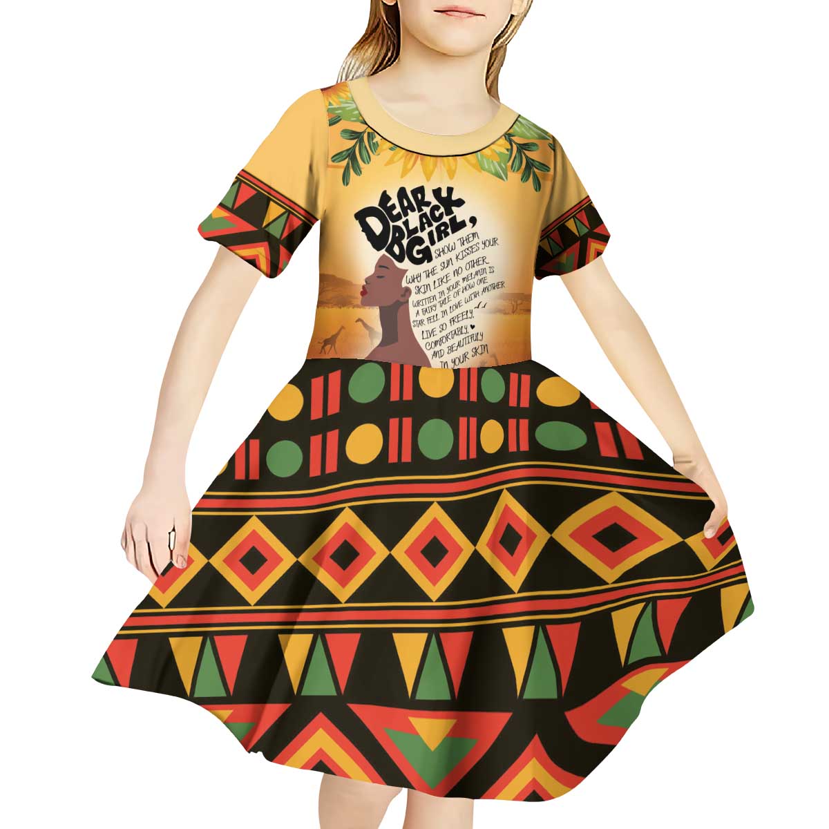 Dear Black Girl Kid Short Sleeve Dress African Black Women Pride