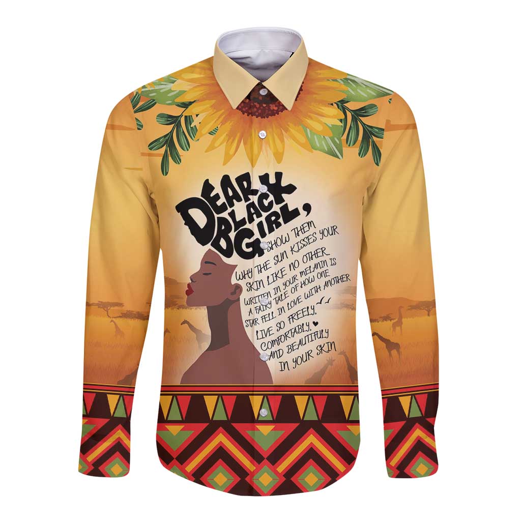 Dear Black Girl Long Sleeve Button Shirt African Black Women Pride