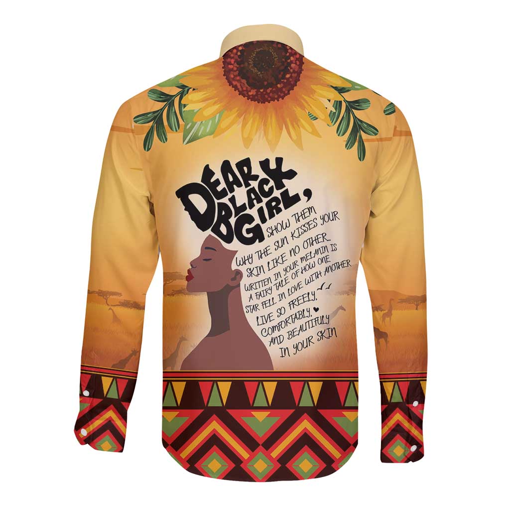 Dear Black Girl Long Sleeve Button Shirt African Black Women Pride