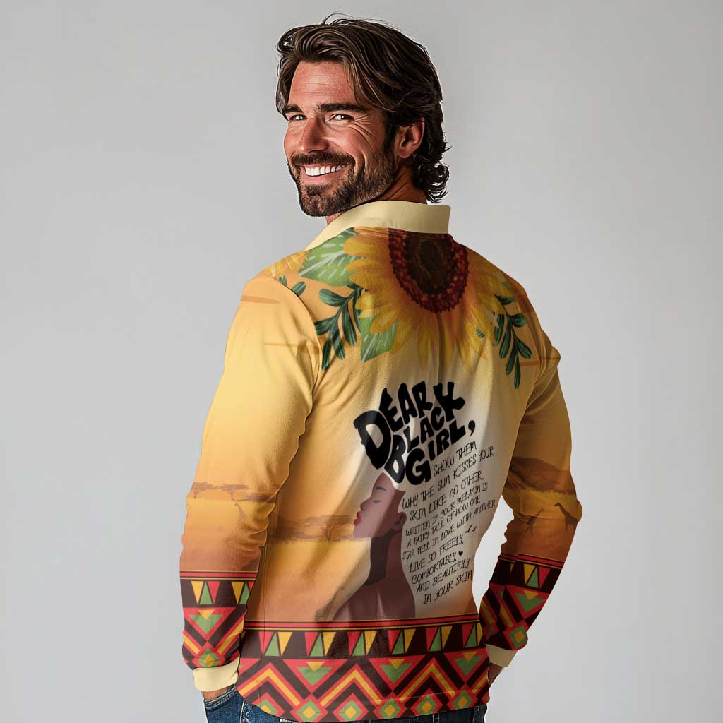 Dear Black Girl Long Sleeve Polo Shirt African Black Women Pride