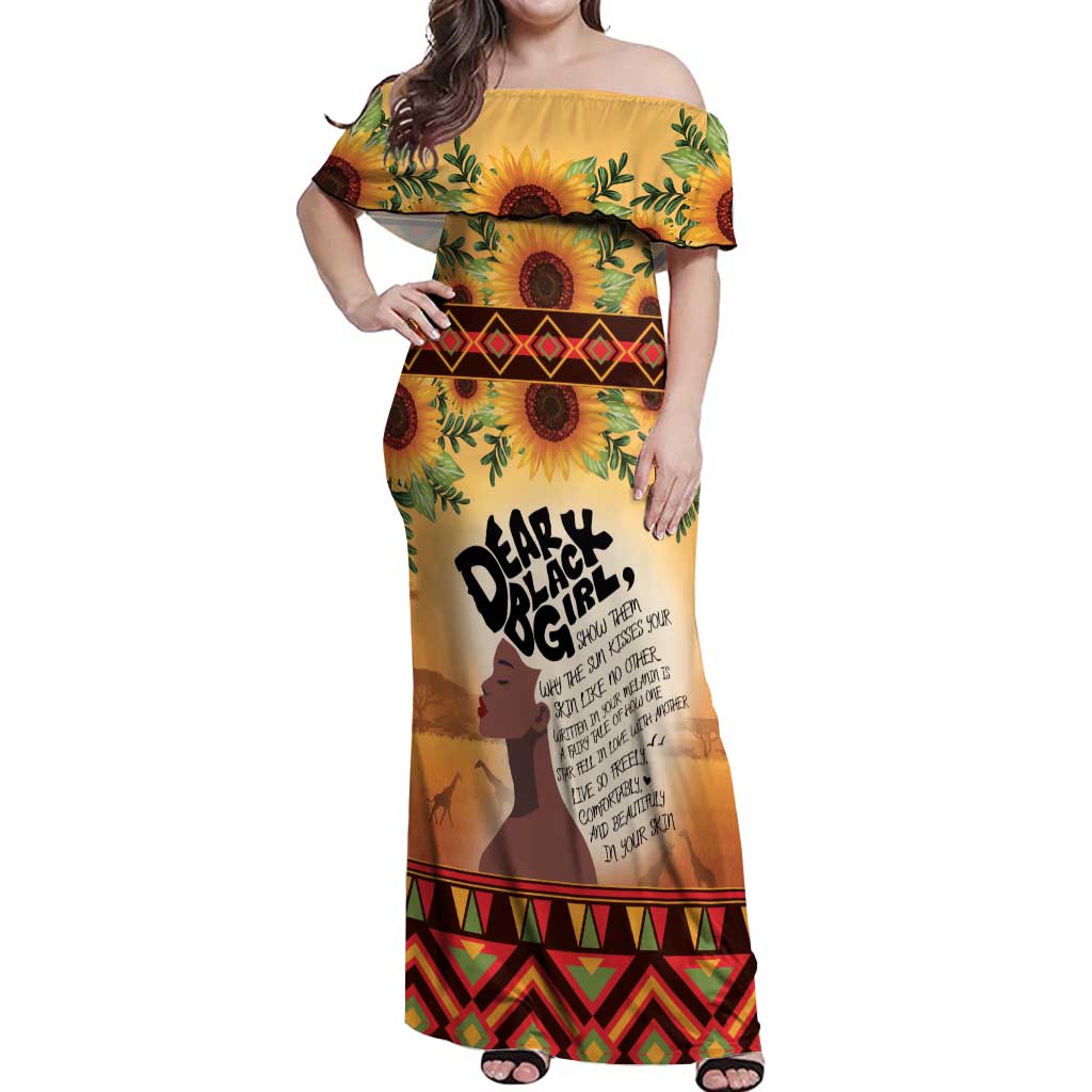 Dear Black Girl Off Shoulder Maxi Dress African Black Women Pride