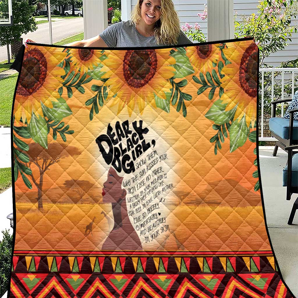 Dear Black Girl Quilt African Black Women Pride