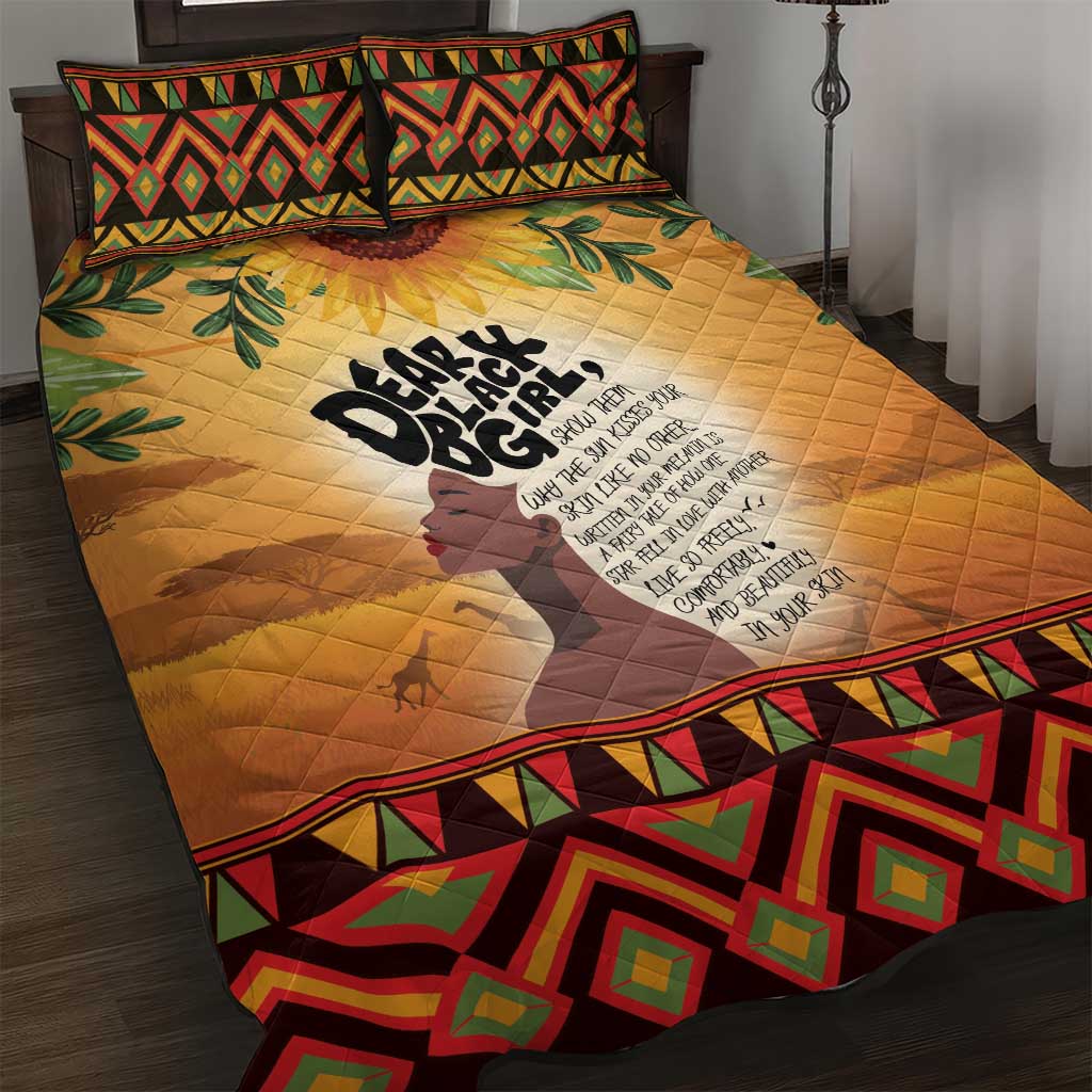 Dear Black Girl Quilt Bed Set African Black Women Pride